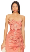 Patbo Metallic Jersey Orchid Bodysuit In Terracotta
