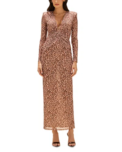 Patbo Panthera Tulle Maxi Dress In Brown