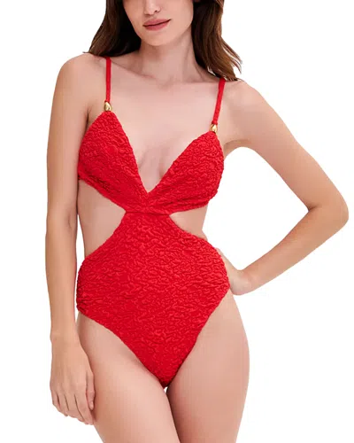 Patbo Papillon Jacquard Butterfly One Piece Swimsuit In Red