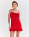 Patbo Papillon Jacquard Flutter Mini Dress In Red