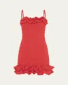 Patbo Papillon Jacquard Flutter Mini Dress In Red