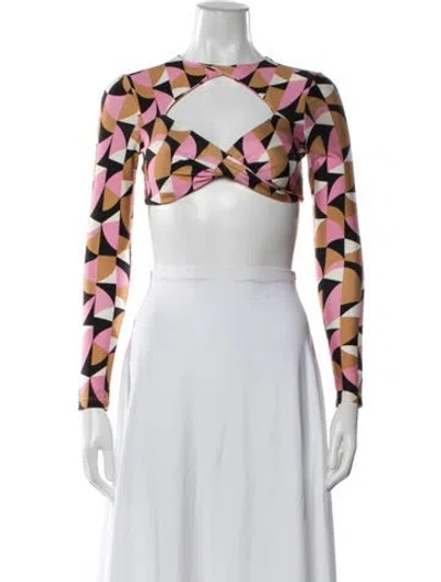 Pre-owned Patbo Patterned Asymmetrical Crop Top In Pink