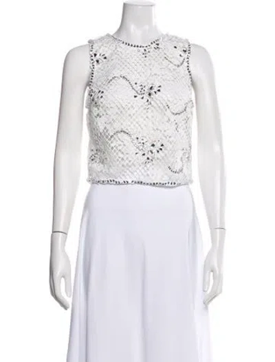 Pre-owned Patbo Patterned Crew Neck Top W/ Tags In White