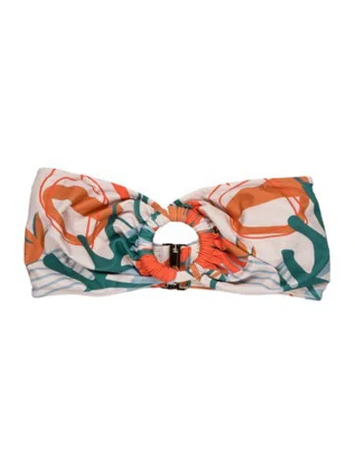 Pre-owned Patbo Patterned Keyhole Accent Top In Orange