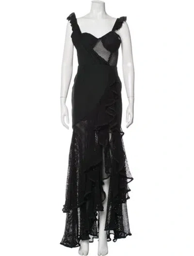 Pre-owned Patbo Patterned Long Dress In Black