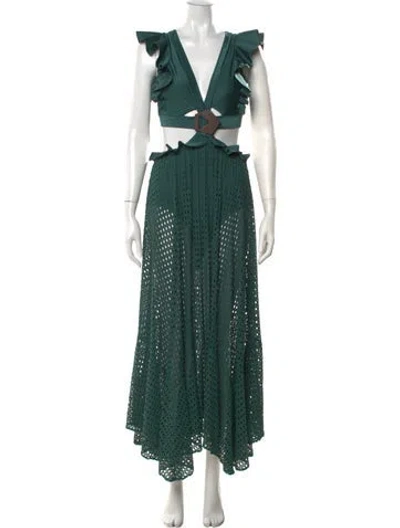Pre-owned Patbo Patterned Long Dress In Green