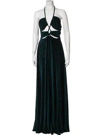 Pre-owned Patbo Patterned Long Dress In Green