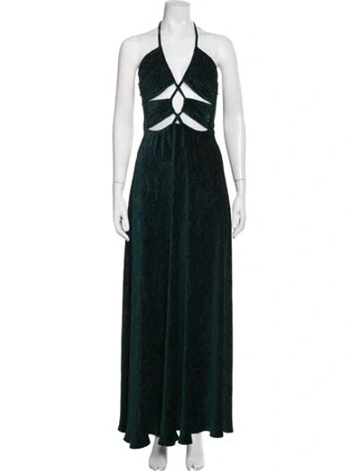 Pre-owned Patbo Patterned Long Dress In Green