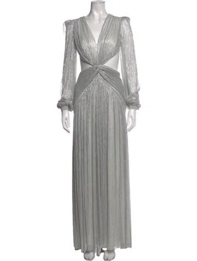 Pre-owned Patbo Patterned Long Dress In Metallic/silver