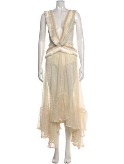 Pre-owned Patbo Patterned Long Dress In Neutral