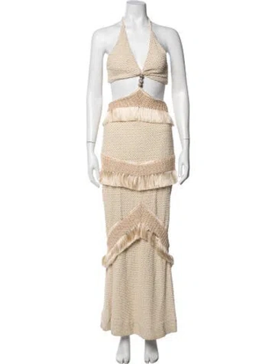 Pre-owned Patbo Patterned Long Dress In Neutrals