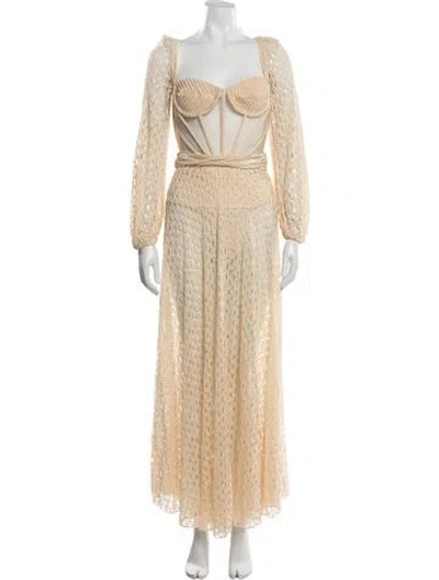 Pre-owned Patbo Patterned Long Dress In Neutrals