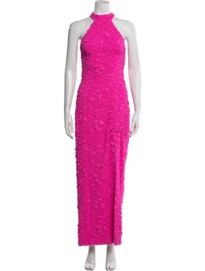 Pre-owned Patbo Patterned Long Dress In Pink