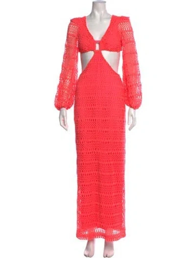 Pre-owned Patbo Patterned Long Dress In Pink