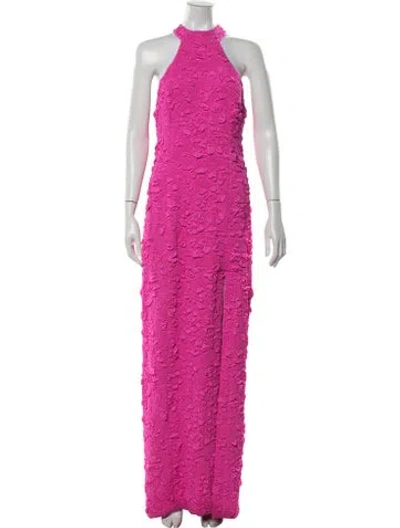 Pre-owned Patbo Patterned Long Dress In Pink