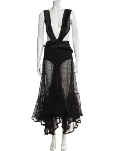 Pre-owned Patbo Patterned Long Dress W/ Tags In Black