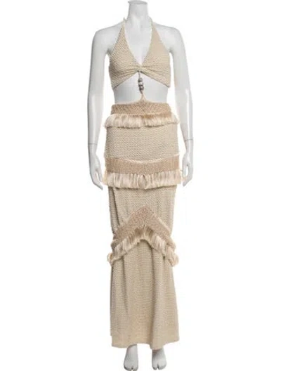 Pre-owned Patbo Patterned Long Dress W/ Tags In Neutrals
