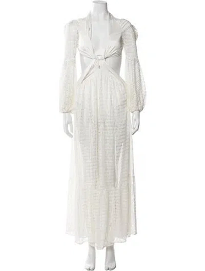 Pre-owned Patbo Patterned Long Dress In White