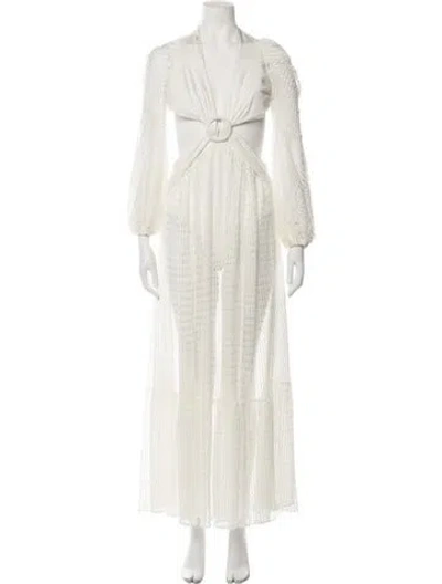Pre-owned Patbo Patterned Long Dress In White