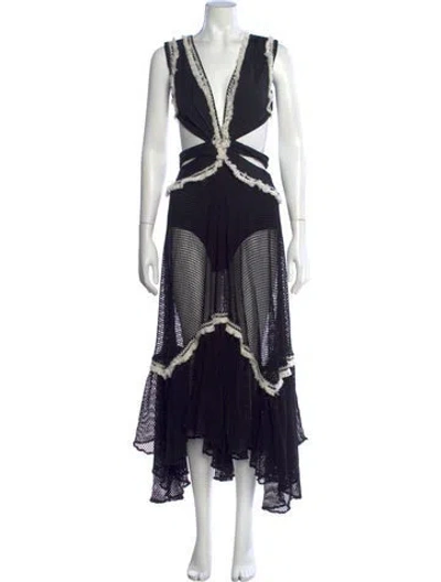 Pre-owned Patbo Patterned Midi Length Dress In Black