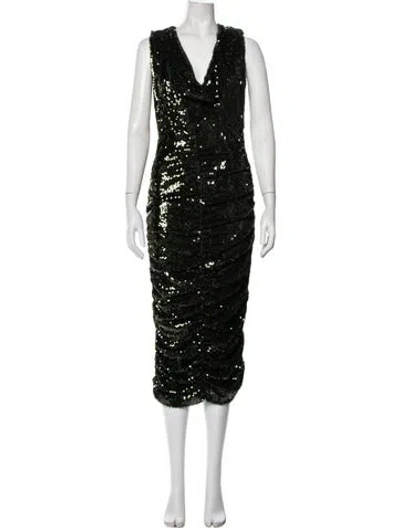 Pre-owned Patbo Patterned Midi Length Dress In Black/green