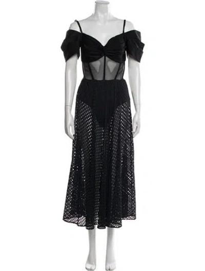 Pre-owned Patbo Patterned Midi Length Dress In Blue