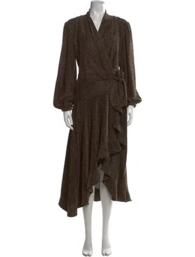 Pre-owned Patbo Patterned Midi Length Dress In Gold