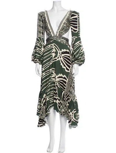 Pre-owned Patbo Patterned Midi Length Dress In Green