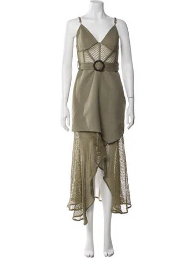 Pre-owned Patbo Patterned Midi Length Dress In Green