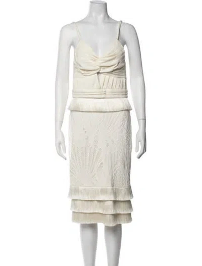 Pre-owned Patbo Patterned Midi Length Dress In Neutrals/white