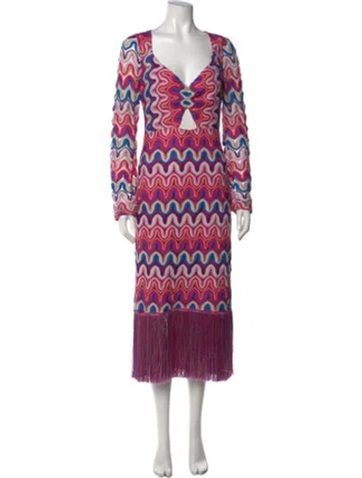 Pre-owned Patbo Patterned Midi Length Dress W/ Tags In Pink