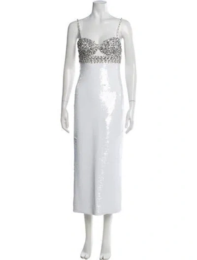 Pre-owned Patbo Patterned Midi Length Dress In White