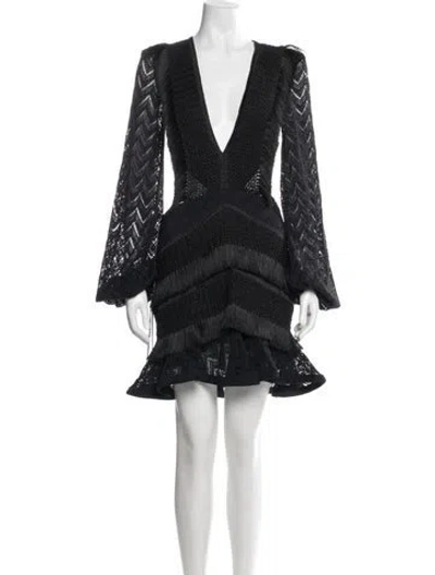Pre-owned Patbo Patterned Mini Dress In Black