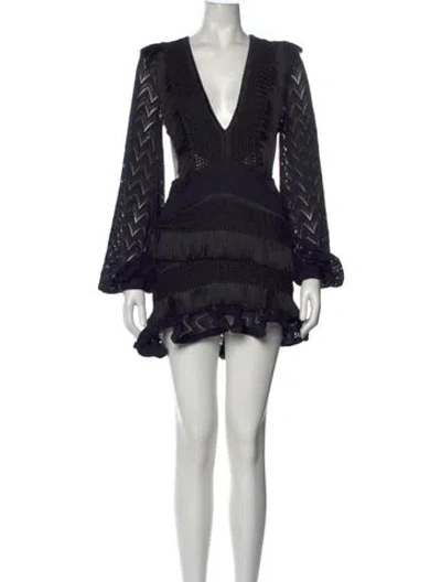 Pre-owned Patbo Patterned Mini Dress In Black