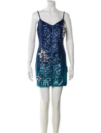 Pre-owned Patbo Patterned Mini Dress In Blue
