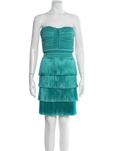 Pre-owned Patbo Patterned Mini Dress In Blue/green