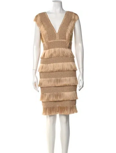 Pre-owned Patbo Patterned Mini Dress In Gold