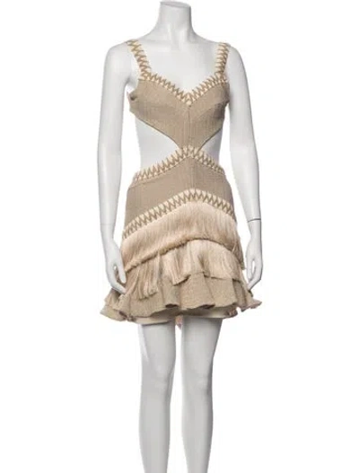 Pre-owned Patbo Patterned Mini Dress In Gold