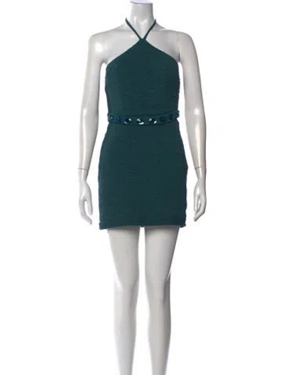 Pre-owned Patbo Patterned Mini Dress In Green