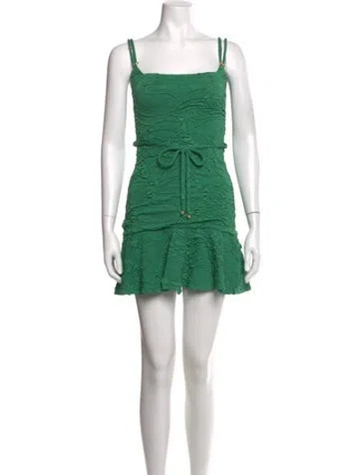 Pre-owned Patbo Patterned Mini Dress In Green