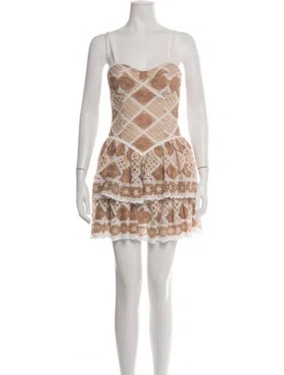 Pre-owned Patbo Patterned Mini Dress In Neutrals