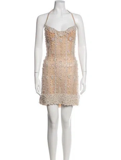 Pre-owned Patbo Patterned Mini Dress W/ Tags In Neutrals