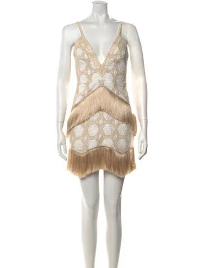 Pre-owned Patbo Patterned Mini Dress In White