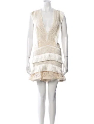 Pre-owned Patbo Patterned Mini Dress In White