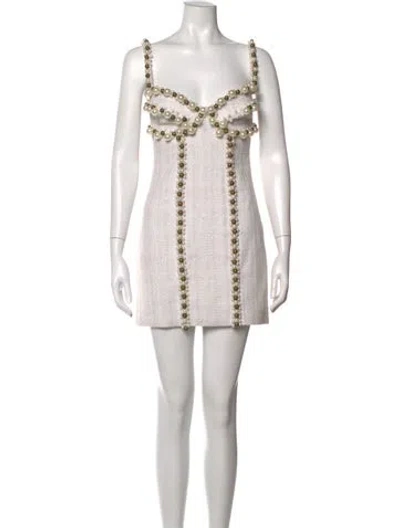 Pre-owned Patbo Patterned Mini Dress In White