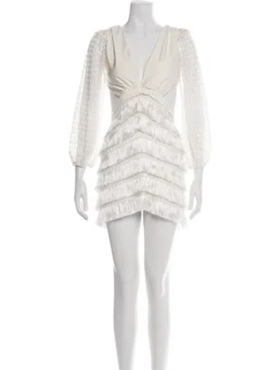 Pre-owned Patbo Patterned Mini Dress In White