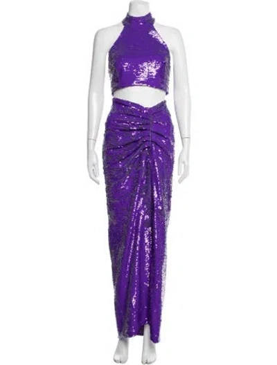 Pre-owned Patbo Patterned Sequin Embellishments Skirt Set W/ Tags In Purple