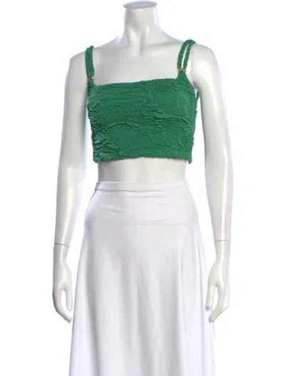 Pre-owned Patbo Patterned Square Neckline Crop Top W/ Tags In Blue