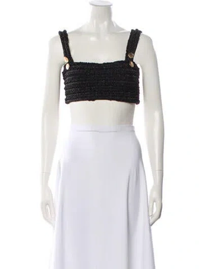 Pre-owned Patbo Patterned Square Neckline Crop Top In White