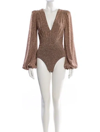 Pre-owned Patbo Patterned V-neck Bodysuit